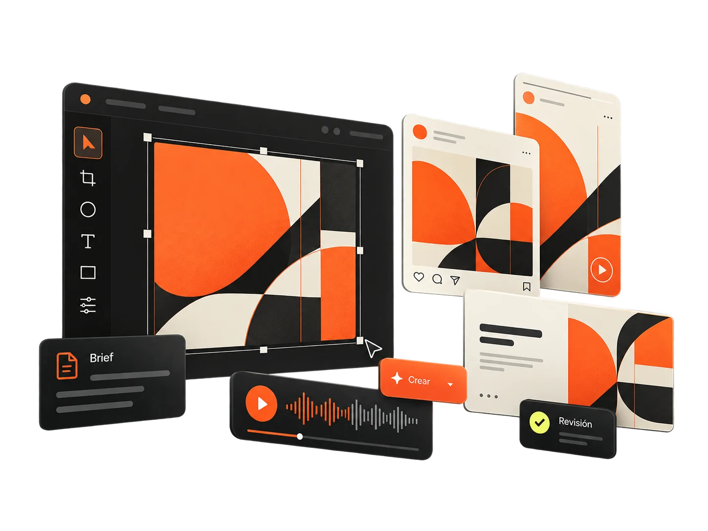 Editor creativo que adapta una identidad visual a publicaciones, vídeo y presentaciones.